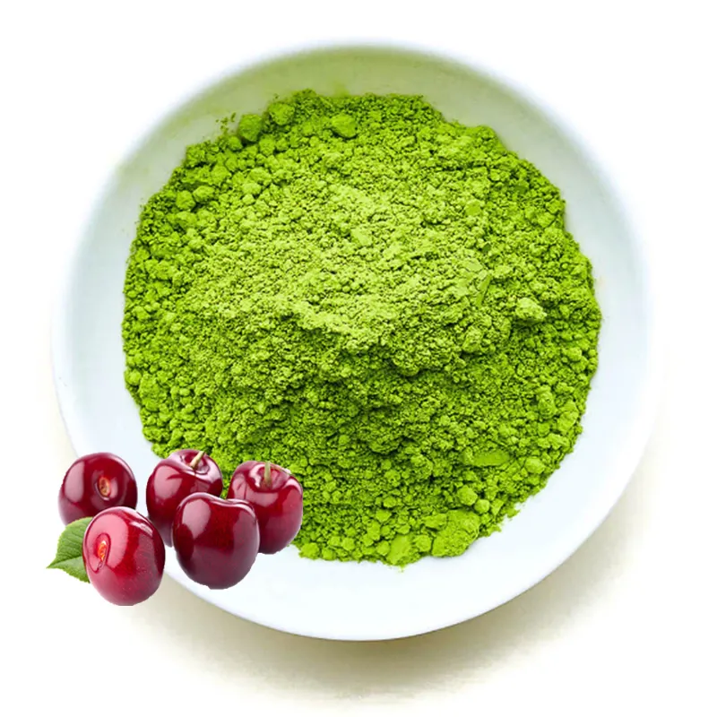 Échantillon gratuit de poudre de matcha biologique, saveur de cerise, poudre de thé vert instantané pour latte Offre Spéciale