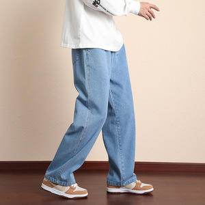 Jeans Denim Cropped da Uomo Nuovo Stile High Street OEM, Pantaloni Casual Larghi a Gamba Dritta Lavaggio Chiaro di Marca alla Moda per Ragazzi - Product Image 4