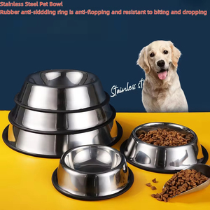 KingHon Wholesale Custom Logo Luxury Anti-Slip Pet <b>Cat</b> Dog Bowls Dishes <b>Feeders</b> Drinking Stainless Steel With Rubber Base - Product Image 2