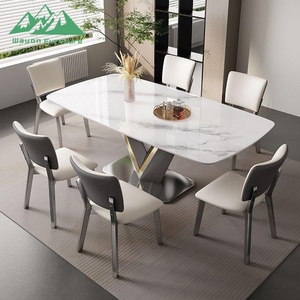<span class=keywords><strong>Mesa</strong></span> de Comedor de Piedra de <span class=keywords><strong>Cristal</strong></span> Súper Minimalista Italiana Wayon con Estructura de Acero Inoxidable de Lujo para Hogar Moderno y Proyectos de Diseño - Product Image 4