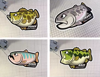 Autocollants personnalisés pour l'extérieur en forme de poisson, autocollant imperméable en vinyle pour voiture, étiquette adhésive transparente en PVC, emballé dans un rouleau