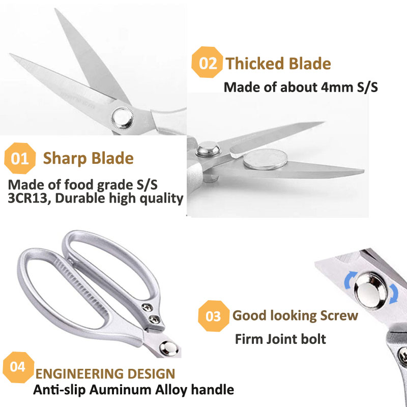 High Quality Multi-functional Stainless Steel Kitchen Scissors for Cutting Chicken and Beef
