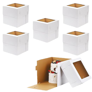 Hot Sale Classic <b>White</b> Square Recyclable Foldable Corrugated Board Cake <b>Boxes</b> Sponge Lining Magnetic Closure Various Sizes 8-12 - Product Image 4