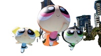 Modèle gonflable de dessin animé personnalisé avec logo couleur pour la décoration de fête, hélio-gonflable, Powerpuff Girls, pour événement extérieur