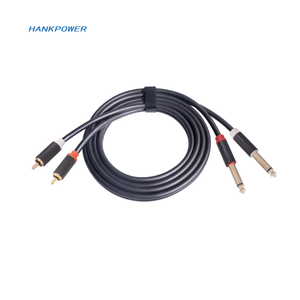 金メッキアルミ合金オーディオシールドケーブルミキサーデュアル<span class=keywords><strong>RCA</strong></span>オス ~ 6.35mmオスステレオAUXケーブル1.5m 3m - Product Image 2