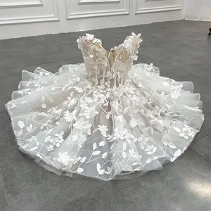 Noble Bride Modest Women Mini Short Flower Girl Dresses abito da <span class=keywords><strong>sposa</strong></span> da <span class=keywords><strong>sposa</strong></span> abito da <span class=keywords><strong>sposa</strong></span> Champagne per spose - Product Image 1