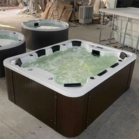Bañera de Hidromasaje Sexy con Agua Caliente, Bañera de Hidromasaje Grande para Exteriores, Bañera de Hidromasaje Europea de Acrílico para 4 Personas con Cubierta Térmica