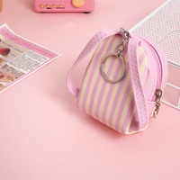 Porte-monnaie créatif de style Ins, mini porte-clés pour enfants, étui pour écouteurs Kuromi et Cinnamoroll, pochette en PU ouverte et étanche