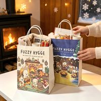 Sac cadeau en papier kraft imprimé personnalisable avec des motifs de Noël mignons et amusants pour l'emballage de cadeaux de Noël en gros