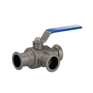 Vanne à bille sanitaire en acier inoxydable 316 de qualité alimentaire COVNA DN20 3/4 pouce 3 voies avec raccord en L et poignée à levier - Product Image 4