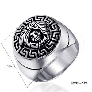Bague Medusa de la Grèce antique en acier inoxydable plaqué or, bague unisexe hip-hop Medusa - Product Image 3