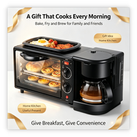 10L Multifungsi 3 in 1 Alat Pembuat Sarapan Oven Grill Pembuat Kopi Hadiah Praktis untuk Pecinta Dapur