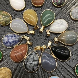 Collier pendentif en agate dorée en gros, forme goutte, marque LANGYUE, cadeau élégant et charmant - Product Image 4