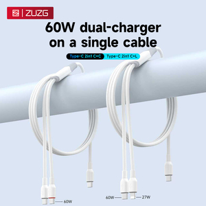 ZUZG 60W Type-C สาย <span class=keywords><strong>USB</strong></span> 2-in-1 PD ชาร์จเร็วพร้อมสายเคเบิลข้อมูล TPE สำหรับแอปเปิ้ลซีรีส์ 15-17/แล็ปท็อปซัมซุง ออปโป้ วีโว่ เสี่ยวมี่ - Product Image 6