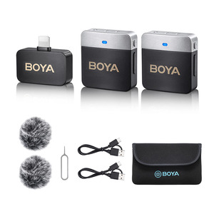 BOYA-Micrófonos inalámbricos con clip para grabación de vídeo, micrófono inalámbrico para <span class=keywords><strong>YouTube</strong></span>, Vlogging en vivo, 2, 2, 2 - Product Image 1