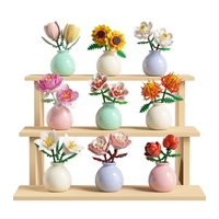 M3178-3186 Lily Sunflower Rose Tulip Flower Creative Building Block Mainan Plastik Hadiah untuk Anak Perempuan Laki-laki