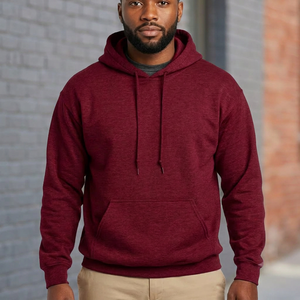 Sudadera con Capucha Color Granate para Hombre, 100% Algodón Felpa, Corte Regular Informal, Diseño con Bolsillos, Ropa de Otoño - Product Image 2