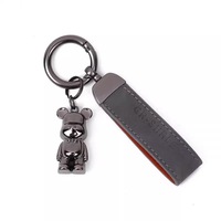 Porte-clés en cuir PU, ours violent créatif, pendentif 3D pour clés de voiture, porte-clés de voiture pour couple garçon-fille