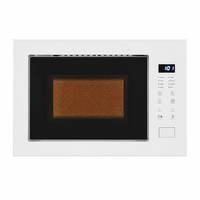 Horno Microondas Integrado Moderno de Gran Capacidad para Cocina, Pantalla Digital de Vidrio Blanco, Fácil de Limpiar, Interior de Acero Inoxidable