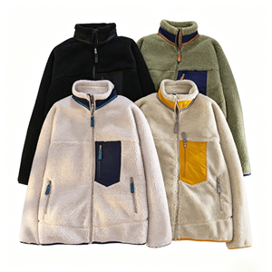 Custom Logo <b>Winter</b> Slim Casual Fleece Jacket Finished Splice Pocket Stand Collar <b>Warm</b> Polar Fleece Unisex <b>Coat</b> - Product Image 1