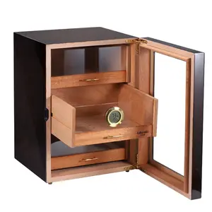Cigar Box Perspective Glasfenster Drei Schichten Cedar High-End Humidor Moist urizer Cabinet Display mit Hygrometer Luftbe feuchter