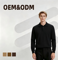 Pull tricoté haut de gamme style Old Money personnalisé, haut décontracté à manches longues pour homme, couleur unie, automne-hiver, style polo