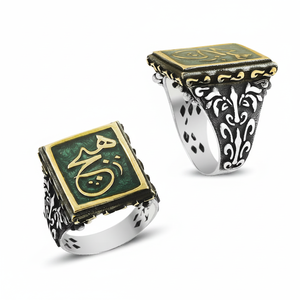 925K Sterling Silver Green Enamel Art Any <b>Men</b> <b>Ring</b> - Product Image 2