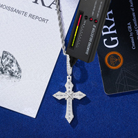 Colgante de cruz cónica con incrustaciones de moissanita VVS que pasa la prueba del diamante, chapado en oro, plata de ley 925, joyería cristiana para hombre