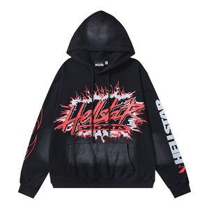 <span class=keywords><strong>Felpa</strong></span> autunnale Yousi con cappuccio in spugna lavata con Logo con lettere di fiamma stampato ampio stile Street ODM LOGO frontale lavorato a maglia - Product Image 3