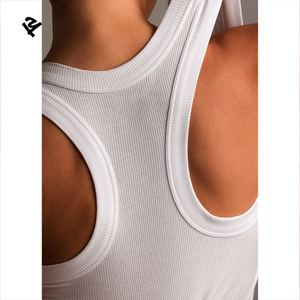 Ribbed Tank <strong>Top</strong> Custom Summer Low MOQ Sustainable Fabric <strong>White</strong> Sleeveless Stretchy Knit <strong>Tops</strong> <strong>for</strong> <strong>Women</strong> Wholesale - Product Image 3