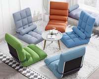 Fauteuil de sol pliant en velours, sans pieds, inclinable, pour gaming et chambre, avec dossier en tissu, structure en acier moderne, réglable, pour la détente