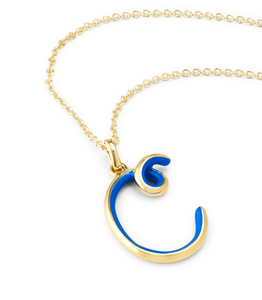 Milskye semplice moda gioielli raffinati per le donne in argento 925 14k oro <span class=keywords><strong>lettera</strong></span> <span class=keywords><strong>C</strong></span> <span class=keywords><strong>collana</strong></span> ciondolo mezza smalto cobalto ciondolo <span class=keywords><strong>collana</strong></span> - Product Image 1