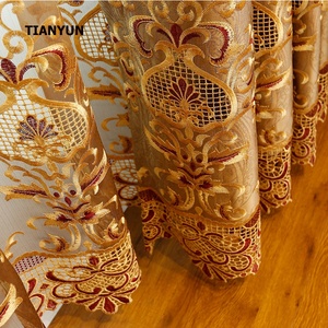 Lusso Turkish tenda ricamo <span class=keywords><strong>Design</strong></span> diretta della fabbrica all'ingrosso su misura <span class=keywords><strong>soggiorno</strong></span> ricamato di lusso europeo tenda - Product Image 4