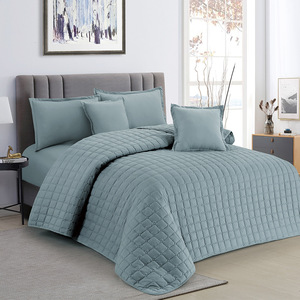 Ensemble de literie personnalisé transfrontalier en coton pur, matelassé, à carreaux, couleur unie, double face, lavable, six pièces, pour l'été - Product Image 4