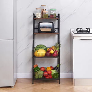 욕실 3 층 목재 및 스테인레스 스틸 선반 트롤리 유틸리티 스토리지 롤링 카트 4 륜 주방 트롤리 - Product Image 5