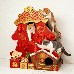 Tiragraffi per Gatti Moderno e Grande per il Nuovo Anno, Giocattolo in Cartone Ondulato ad Alta Densità, Tiragraffi Durevole per Gatti - Product Image 5