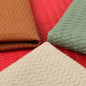 Fashion Weave Design Pvc Leather Woven Embossed Leather Product Upholstery Fabric For Sofa Furniture And Handbags