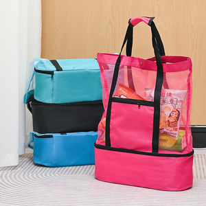 Bolsa de playa grande de malla, portátil, de doble capa, para pícnic, nevera, organizador de compras al aire libre, bolsa de refrigeración para viajes y pícnic - Product Image 3