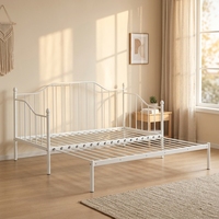 Sofá Cama Extensible de Metal Blanco Ahorrador de Espacio, de Tamaño Individual a King, Estructura de Sofá Cama 2 en 1, Mueble de Hierro para Apartamentos Pequeños y Habitaciones de Huéspedes