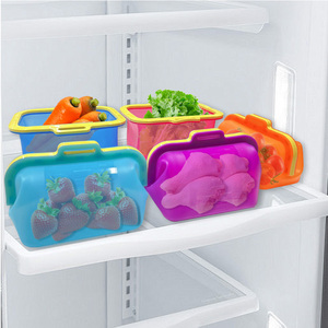 Reusable Silicone Storage Bags Magnetic Closure Freezer Safe Microwave Dishwasher Safe BPA Free Leak Proof Food Storage Bags - Product Image 2