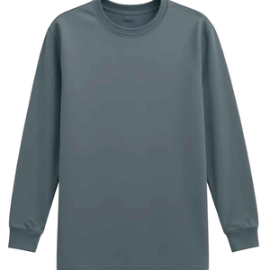 Chemises à manches longues pour hommes, style oversize, col rond, 100% coton, 220g, respirantes, écologiques, style streetwear, coupe ample, tendance - Product Image 1