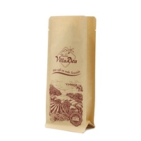 Sac à fond plat en papier kraft recyclable YSH, thermoscellable, avec fenêtre transparente et pelliculage mat, pour l'emballage de café, de sucre et de snacks
