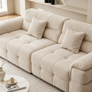Sofá Moderno Minimalista de Tres Plazas con Respaldo Acolchado y Brazos Acolchados, Patas de Madera, Muebles Seccionales para Sala de Estar - Product Image 5