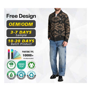 GRS Certification <b>Cardigan</b> Manufacturer Custom logo <b>Men</b> Black Vintage Lambswool Winter West Knitted <b>Cardigan</b> Sweater with Button - Product Image 1