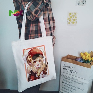 Sac fourre-tout en toile imprimé anime Genshin Impact Qiqi Zombie Girl, style Harajuku, sac à main tendance pour le shopping - Product Image 1