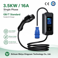 3,5kW Tragbares GB/T EV-Ladegerät 16A Einstellbar 8A-16A Schuko-Stecker IC-CPD LCD-Timer Reise-Elektroauto-Ladegerät für BYD NIO XPENG