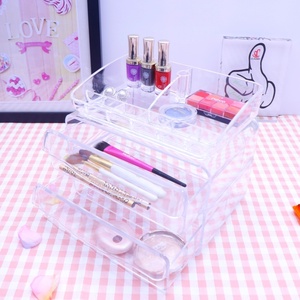 Acrílico transparente escritorio organización maquillaje organizador del soporte de exhibición <span class=keywords><strong>2</strong></span> cajones de cosméticos caja de almacenamiento - Product Image 4