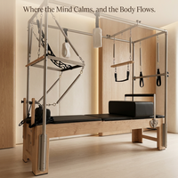 Table de Pilates 3-en-1 professionnelle en bois d'érable, ultra-silencieuse, avec trapeze et combo Cadillac, pour studio de Pilates en aluminium
