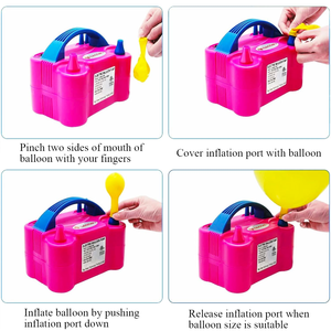 Portable Square Electric <b>Balloon</b> Pump-AC 110V-120V 600W Inflator with Dual Nozzle & <b>2</b> Tying Tools Pink Party Decoration - Product Image 3