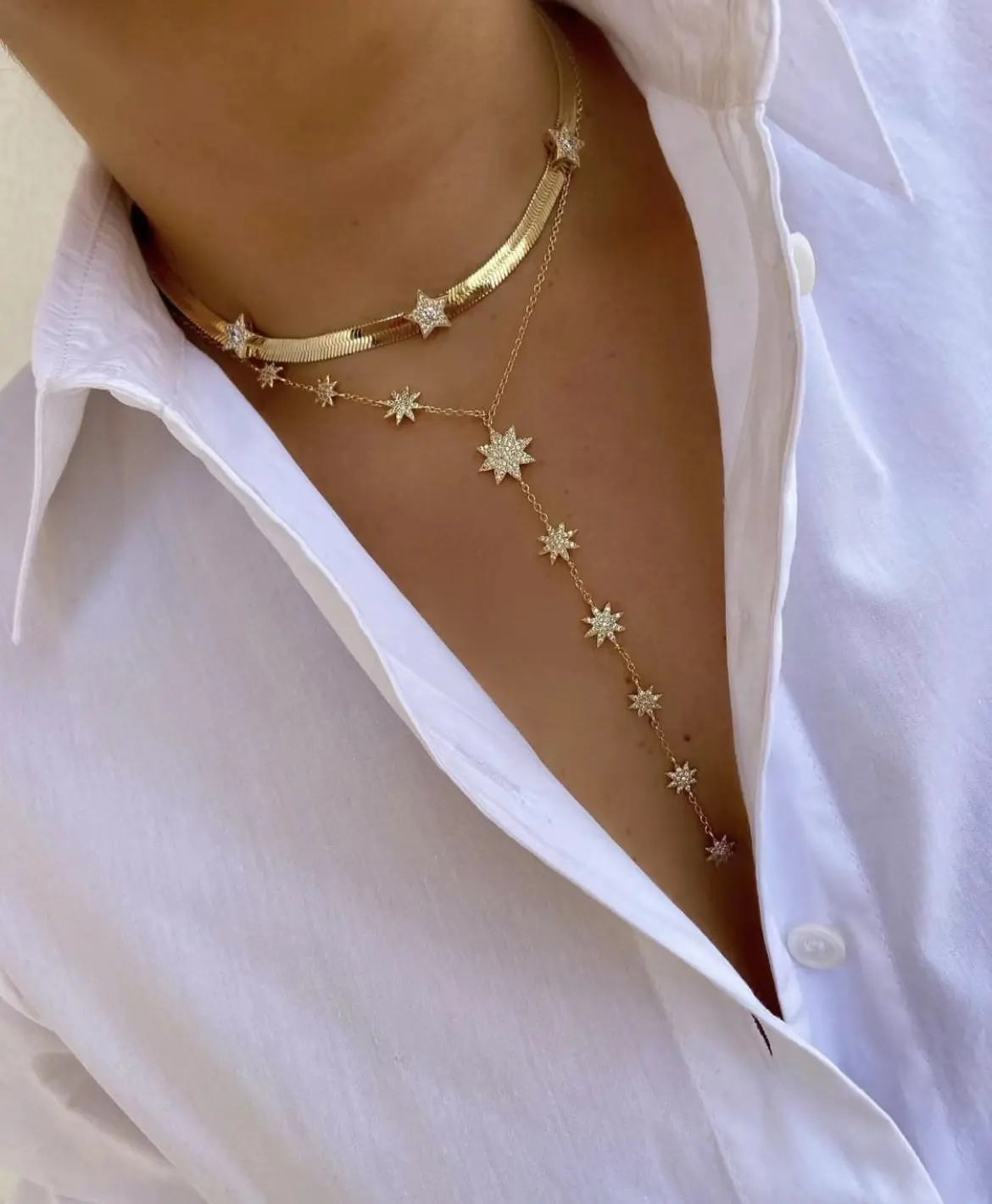 Mode Exquisite einfache und elegante Damen schmuck 18 Karat vergoldet Star Fashion Schlüsselbein Kette Senior Schmuck Halskette